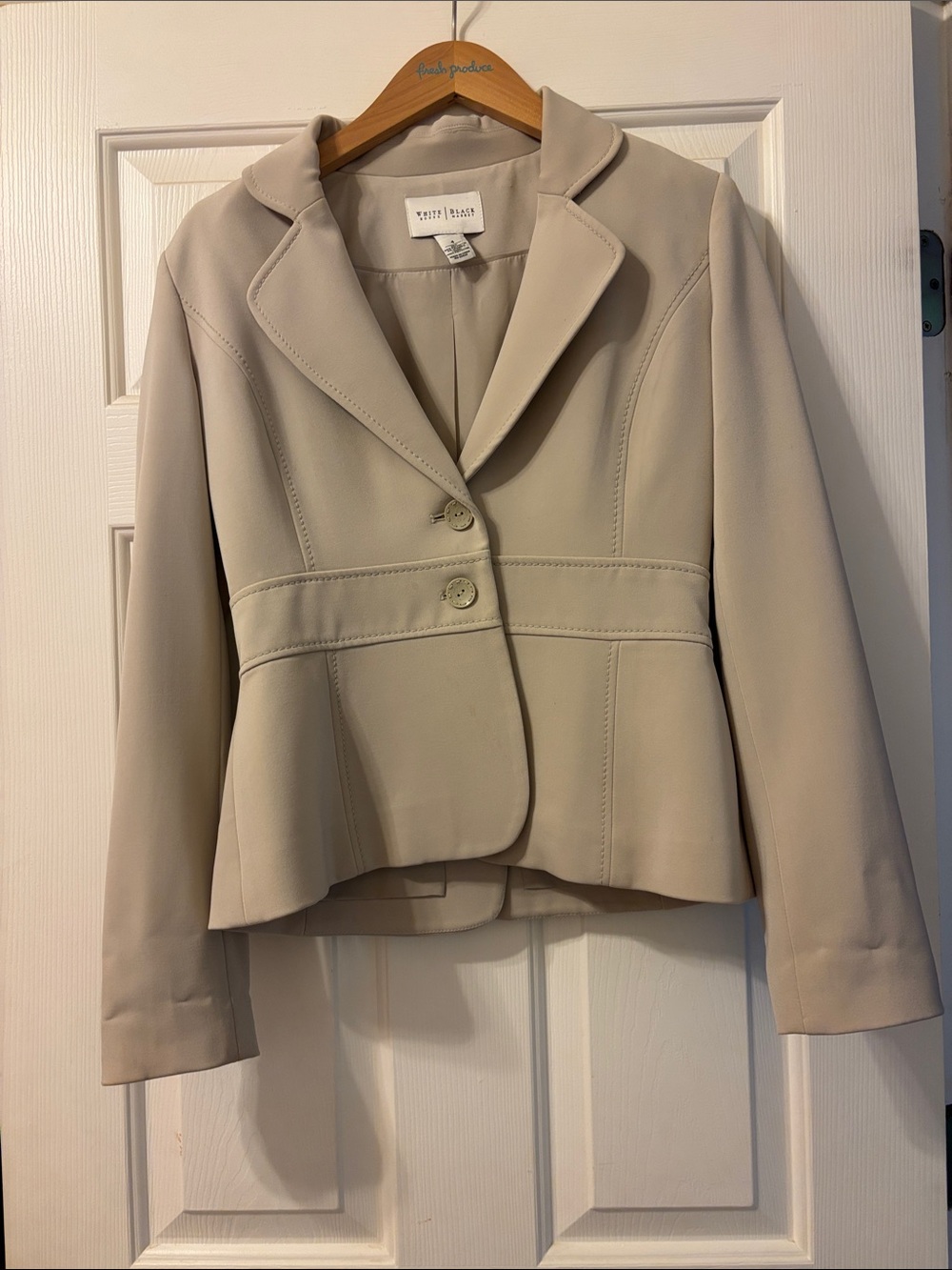 White House Black Market Tailored Cream Peplum Blazer